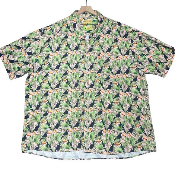 Dixxon Shirt Mens 5XL Black Button Down Short Sleeve Hawaiian Toucan Do It - Picture 1 of 9